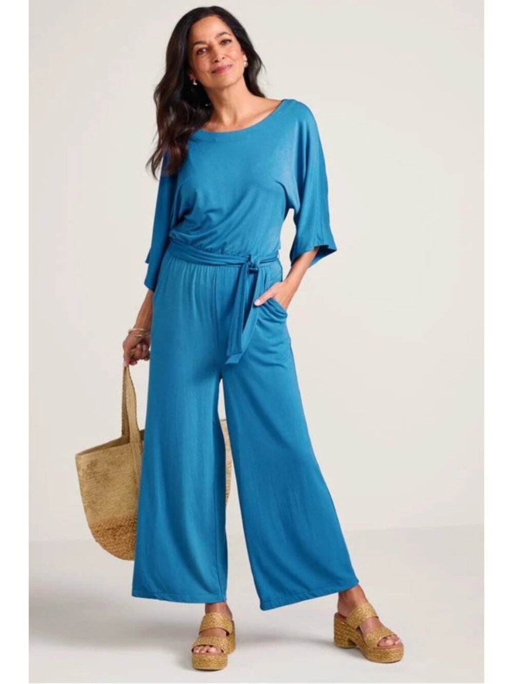 NWOT SOFT SURROUNDINGS Tatiane Jumpsuit Tarquoise Blue Size S